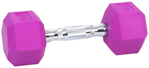 BalanceFrom Fitvids Colored Rubber Encased Hex Dumbbell – 10LB Pair – 10LB Pair – Purple