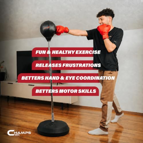 Champs MMA Freestanding Reflex Punching Bag with Adjustable Stand & Gloves