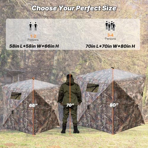 SUMSEEK 2-3 Person Double Door 360° See-Through Hunting Blind for Deer & Game