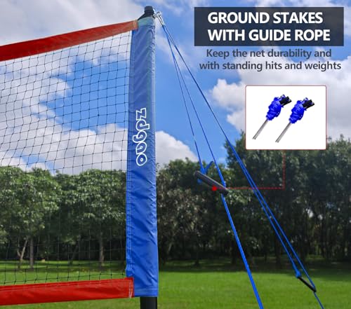Zdgao 20FT/32FT Volleyball & Badminton Combo Set with Net and Accessories - Red & Blue, Outdoor Recreation