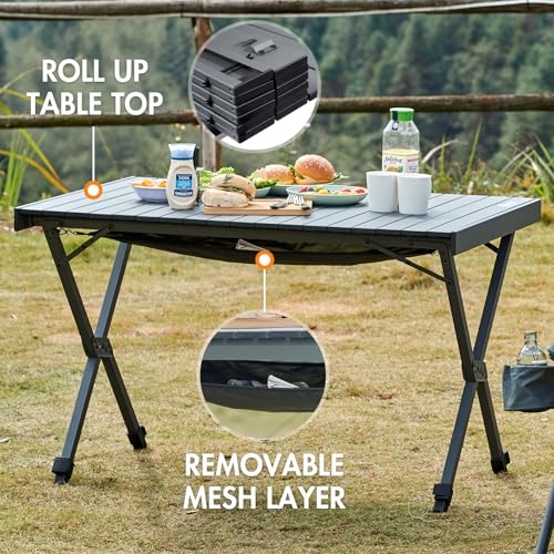 Portal Folding Camping Table - Dark Gray, Adjustable Height, Portable Aluminum