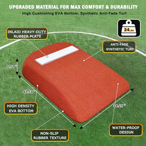 Portable Baseball Pitching Mound 42x34x5 Inch with Synthetic Turf & EVA Base