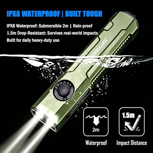 Green 2000LM Tactical E26 Flat Flashlight with UV and Green LED Model, 165m Beam