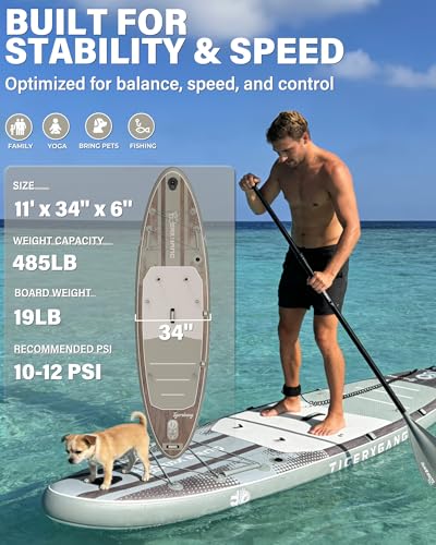 Inflatable Stand Up Paddle Board 11' Green with Kayak & SUP Accessories