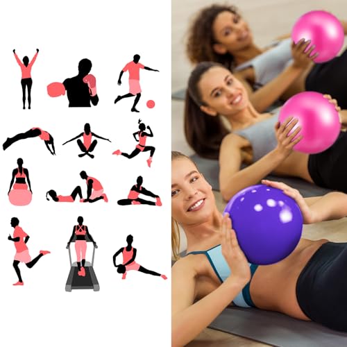 Mini Pilates Balls Set - Pink & Purple 9 Inch Exercise Stability Balls for Yoga, Fitness, Therapy