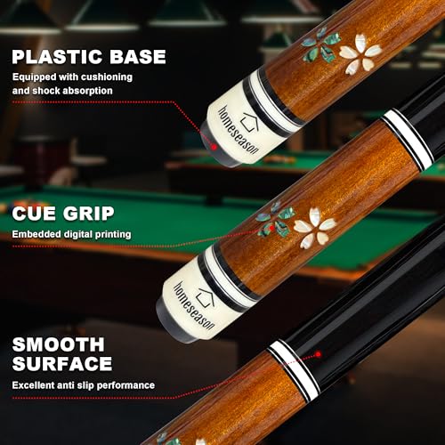 58-Inch Professional Pool Cue Stick 20oz Canadian Maple Billiard Cue with Leather Case