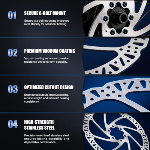 160mm Bike Disc Brake Rotor with 6 Bolts - 1PC, Stainless Steel, Lightweight