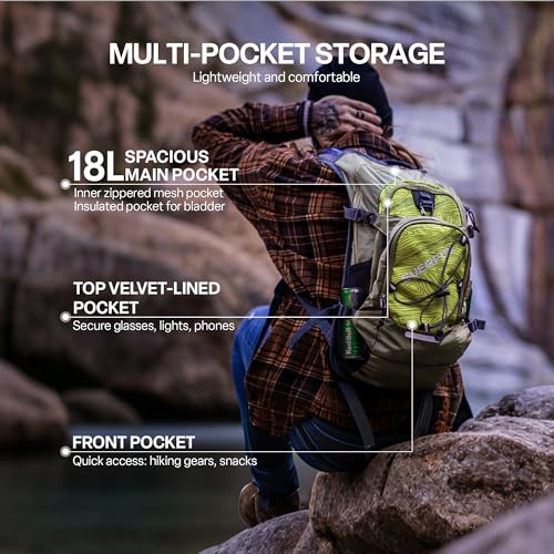 Everfun Hydration Backpack 18L with 3L Water Bladder - Olive Green