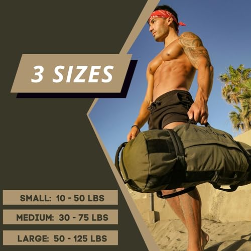 Polyfit Workout Sandbag with 8 Handles - Green Large (50-125lbs) Fitness Equipment