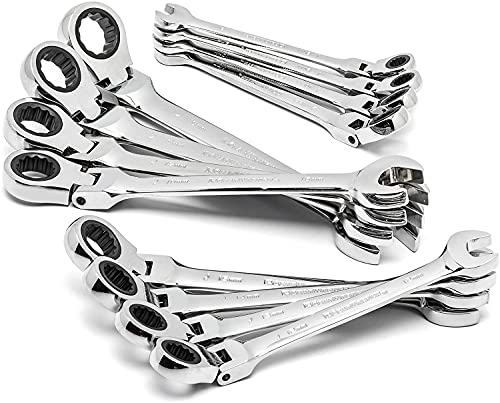 GEARWRENCH 12-Piece Metric Flex Head Ratcheting Wrench Set with Wrench Rack | 9901D