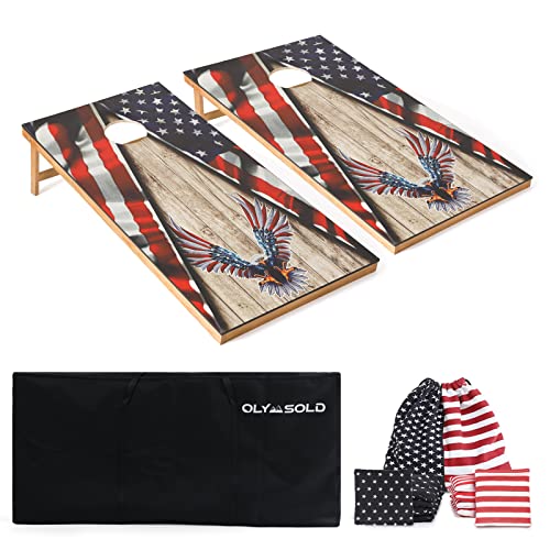 OLYMSOLD 4x2FT USA Eagle Cornhole Set - Regulation Outdoor Bean Bag Toss Game