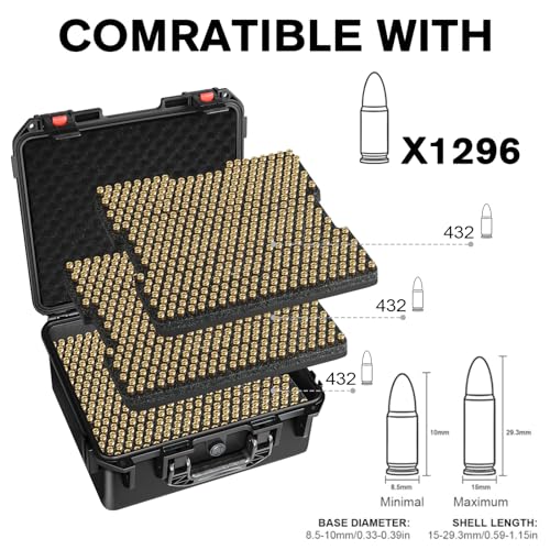 LUGECASE 1296 Round 9mm Ammo Storage Box Waterproof Lockable Case - Variation 1296 Ammo Box