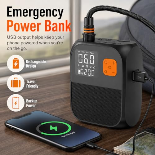 Rechargeable Electric Paddle Board Pump 25 PSI - Portable SUP Inflator with LED Light