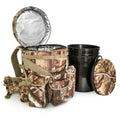 Insulated Bucket Backpack with 360° Swivel Lid - Woodland Camo Hunting & Camping Gear