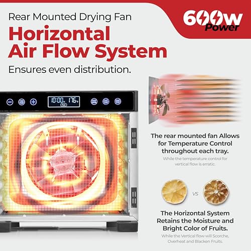 Magic Mill Pro Food Dehydrator with 7 Stainless Steel Trays, 600W, Digital Temp & Timer