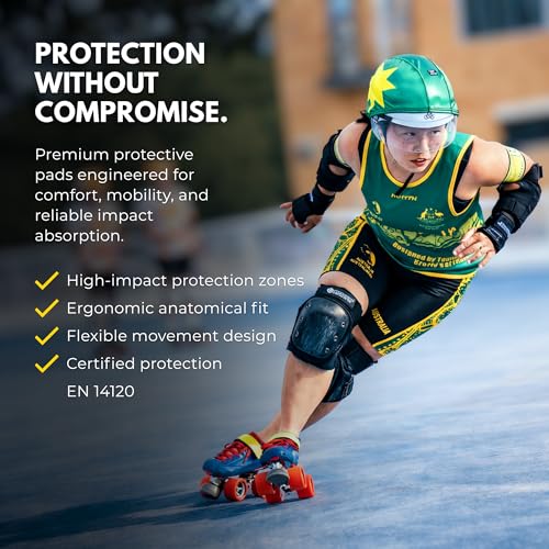 Bont PRO Knee Pads Large for Roller Derby & Skating - Black Protective Gear