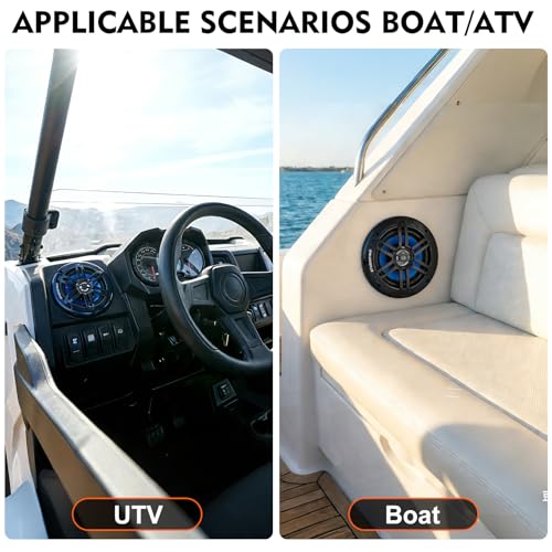 Marine Speakers 5.25 Inch 500W Waterproof Weather-Resistant Boat Speakers with LED Lights - Black Pair