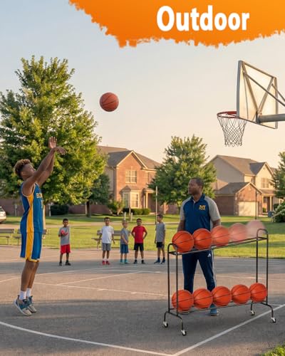 2 Pack Tilt Basketball Shooting Rack with Rolling Ball Storage Cart for Training