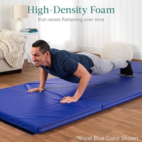 Black 10ft x 4ft x 2in Folding Gymnastics Exercise Mat with Handles