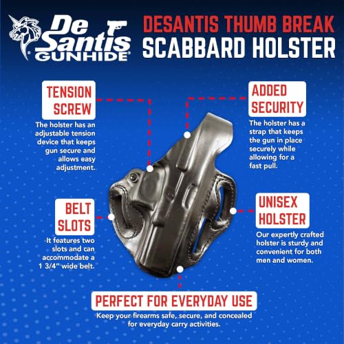 DeSantis Leather Right Hand Thumb Break Gun Holster for 19, 23, 32, 45