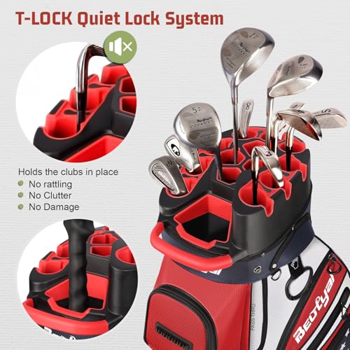 14-Way Molded Lock Top Golf Cart Bag for Men with Multiple Pockets