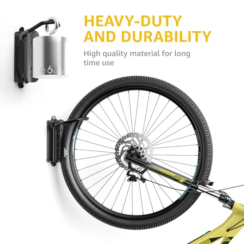 monTEK 4 Pack Swivel Bike Wall Mount Hangers for Garage, Space Saver, Heavy-Duty Steel
