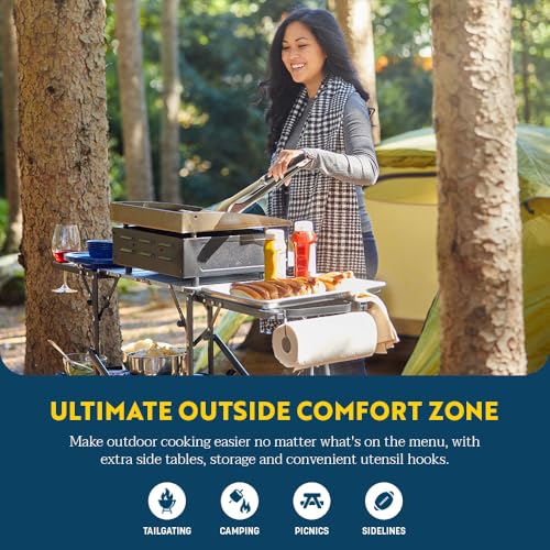 Portable Camping Kitchen Table - Slim-Fold Cook Station with Heat-Resistant Top & Storage Racks