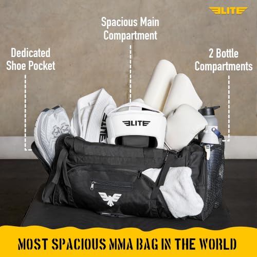 Large MMA Duffel Bag 44L for Combat Sports & Gym Training - Black