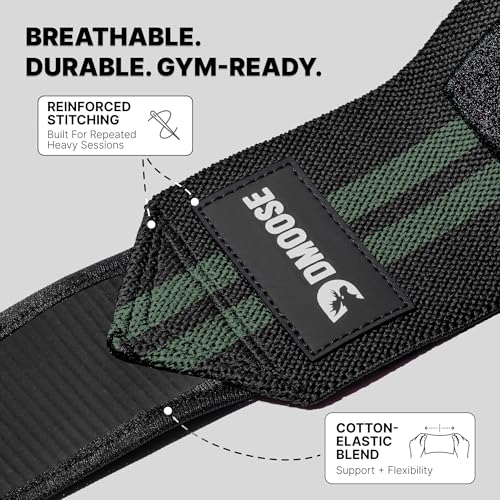 Green Stripes 40-Inch Adjustable Elbow Wraps for Weightlifting & Gym Support