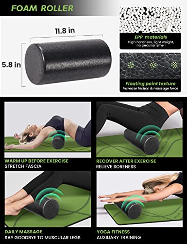 KNOWYOGA 12-in-1 Black Yoga Starter Kit with Mat, Blocks, Resistance Bands & Foam Roller