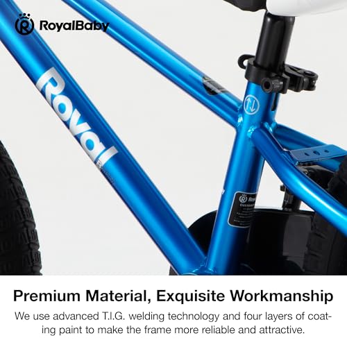 RoyalBaby Freestyle Kids Bike 16 Inch - Blue BMX Bike for Boys & Girls Ages 3-10