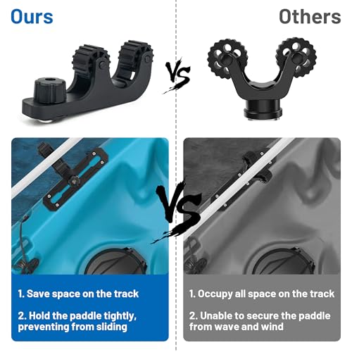 Kayak Paddle Holder Mount - 2 Pack Adjustable Track Accessories for Kayak Fishing & Canoe