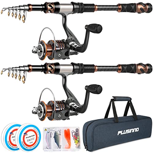 2 Pack Full Fishing Kit with Telescopic Rods & Reels - Carrier Case Included