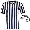 Shinestone Referee Shirt, Referee Costume Shirt for Womens and Mens, V Neck Referee Umpire Shirt Jersey for Football, Soccer and Sports for Christmas (Large)