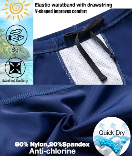 X-Small Boys Swim Jammers - Navy Blue Youth Competitive Swim Shorts UPF 50+