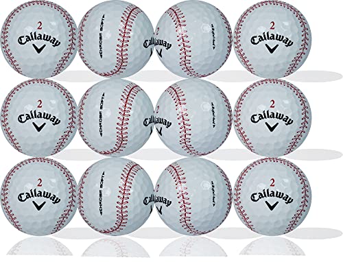 Refinished Baseball Style Golf Balls - Callaway Chrome Soft, 12 Pack