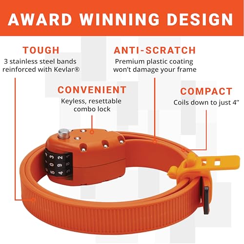 OTTOLOCK Cinch Bike Lock 30 Inch - Orange, Lightweight Theft Deterrent