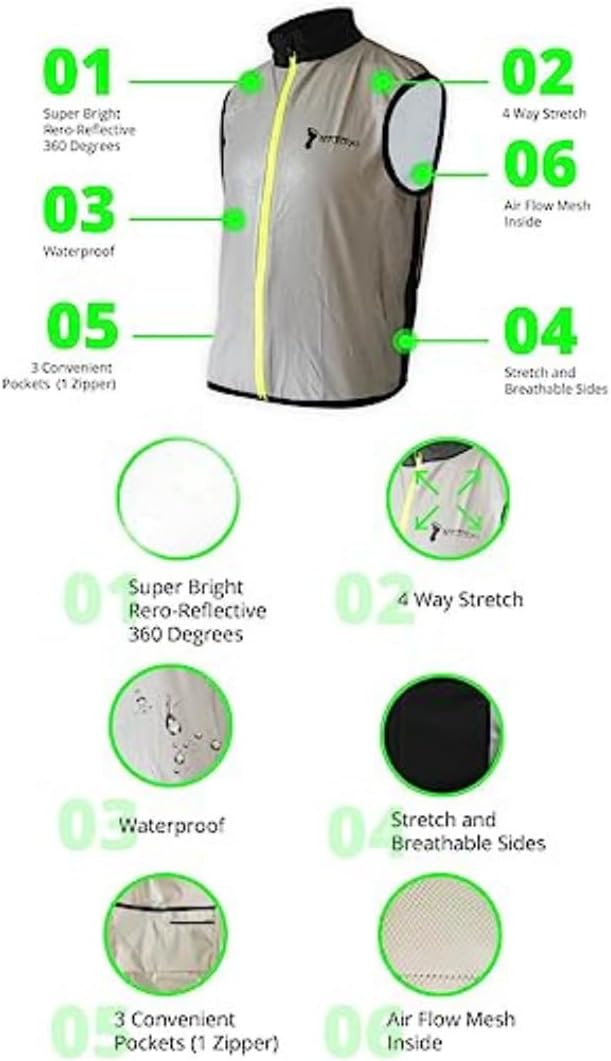 ReflecToes Reflective Safety Vest - Hi-Vis Running & Cycling Gilet for Night Visibility | Lightweight & Breathable