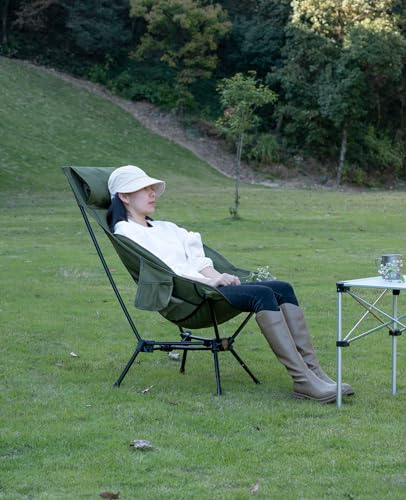 iClimb Green Ultralight Folding Anti-Sinking Camping Chair - High Back, 16.5 Inch Seat