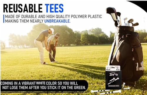 Black Plastic Golf Tees Combo 3 1/4 Inch and 1 1/2 Inch Near Unbreakable 4 Prong with Height Marker