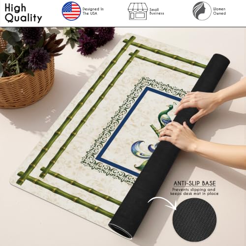 Green Classic Mahjong Mat for Table - Non-Slip Rubber, Travel Bag, 33x33 Inches