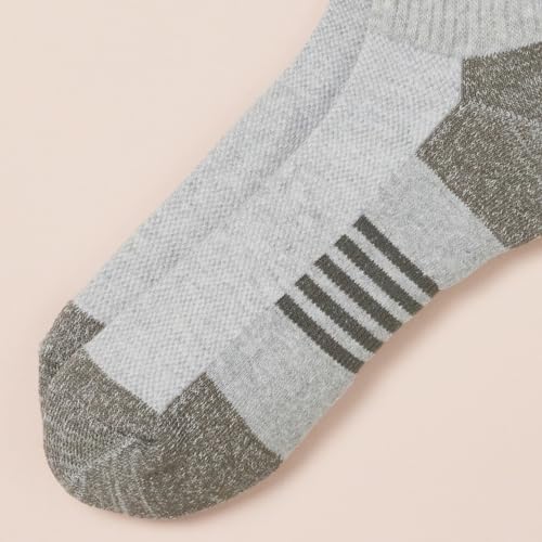Men's Athletic Quarter Ankle Socks with Cushioned Arch Support - Grey, 8-12 Pairs