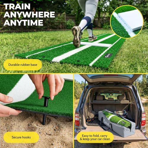 Softball Pitching Mat with Rubber and Alignment Lines - 10x3 Feet Training Surface