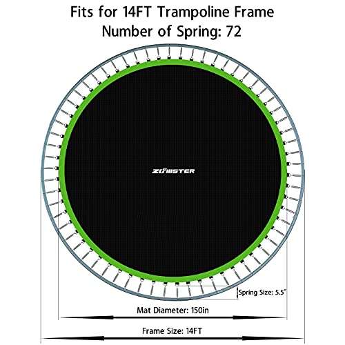 14 ft Round Trampoline Replacement Jumping Mat with V-Hooks & Springs