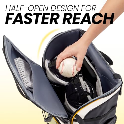 Rolling Baseball Backpack with 4-Bat Storage & Shoe Compartment - Durable Youth Sports Bag