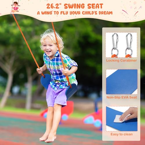 Double Swing Set for Backyard - 32" Saucer & Belt Seat - 440 lb Capacity