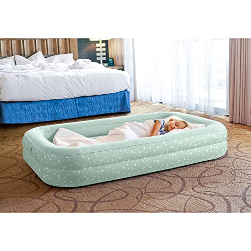 Kids Travel Air Mattress Set Grey 2-Pack with Pump & Bed Frame