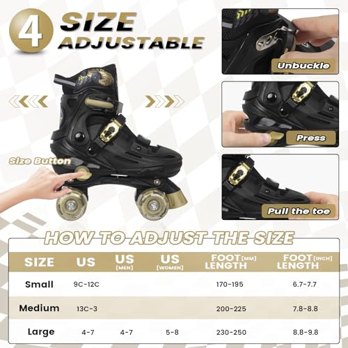 Kids Adjustable Roller Skates with Racing Car Design, Size Large - Indoor Outdoor Gift