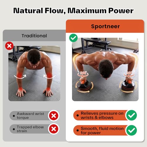 2-in-1 Rotating Push Up Bars with Detachable Handles, 440 lb Capacity