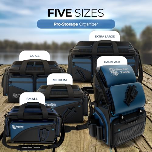 Reaction Tackle Saltwater Fishing Tackle Bag - Medium Water-Resistant 1000D PVC with Removable Dividers, Fits 3600 Trays